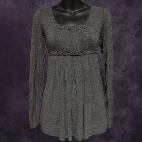 Grey Ruffle Babydoll Top - Picture 1 of 5